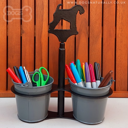 Twin Holder Stand - Desk Tidy (Kerry Blue Terrier)